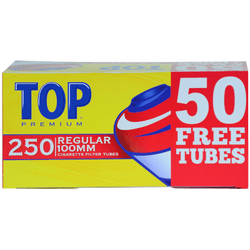 Top Cigarette Filter Tubes 100mm Regular Bonus 250 Ct. Box Top Cigarette Filter Tubes 100mm Regular Bonus 250 Ct. Box