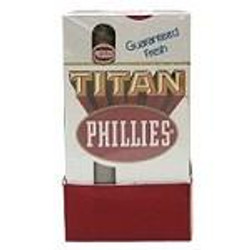 Altadis Phillies Titan Cigars Pack, image of a box of cigars with branding and packaging details. Altadis Phillies Titan Cigars Pack, image of a box of cigars with branding and packaging details.