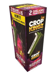 Crop Kingz Wraps, product image featuring premium organic hemp wraps in green, black, pink, and yellow packaging for Sizzurp flavor.