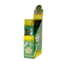 Lion Rolling Circus Hemp Wraps Tequila 25/2, retail packaging of hemp wraps with colorful branding and monster mascot, includes 25 hemp wraps with 2 tips, designed for herbal wrapping. Lion Rolling Circus Hemp Wraps Tequila 25/2, retail packaging of hemp wraps with colorful branding and monster mascot, includes 25 hemp wraps with 2 tips, designed for herbal wrapping.