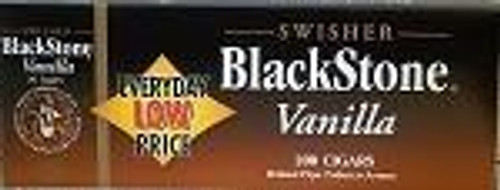 Swisher International Blackstone Filtered Cigars Vanilla, pack of vanilla-flavored cigars with packaging showing the brand and flavor. Swisher International Blackstone Filtered Cigars Vanilla, pack of vanilla-flavored cigars with packaging showing the brand and flavor.