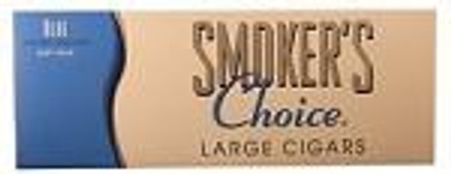 Prime Time Smokers Choice Filtered Cigars Blue 100S Hard 10/20, image of the product packaging with blue and gold design