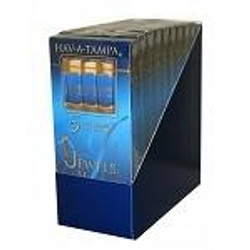 Altadis Hav-A-Tampa Jewels Cigars Vanilla Pack, display of cigar packs with blue packaging and gold accents Altadis Hav-A-Tampa Jewels Cigars Vanilla Pack, display of cigar packs with blue packaging and gold accents