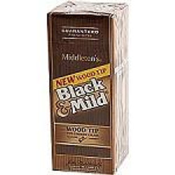 John Middleton Black & Mild Wood Tip Cigars Box, unopened packaging showcasing the product label and branding. John Middleton Black & Mild Wood Tip Cigars Box, unopened packaging showcasing the product label and branding.
