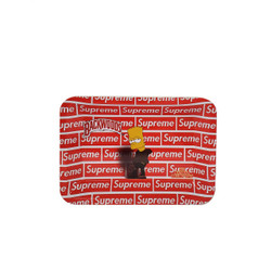 Backwoods Bart Supreme BW Mini Rolling Tray, small red and white tray with a Bart Simpson and Supreme logo design. Backwoods Bart Supreme BW Mini Rolling Tray, small red and white tray with a Bart Simpson and Supreme logo design.