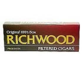 Tantus Tobacco Richwood Filtered Cigars Original, packaging with red and black design featuring product name and description Tantus Tobacco Richwood Filtered Cigars Original, packaging with red and black design featuring product name and description