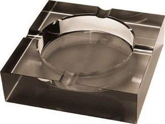 Quality Importers Humidors Black Glass Cigar Ashtray, a sleek black glass ashtray with a rounded design and a reflective surface. Quality Importers Humidors Black Glass Cigar Ashtray, a sleek black glass ashtray with a rounded design and a reflective surface.