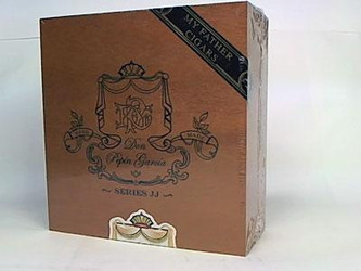 Don Pepin Garcia Cigars Series JJ Belicoso Natural 20 Ct. Box, brown cardboard packaging with black and gold branding and logo design. Don Pepin Garcia Cigars Series JJ Belicoso Natural 20 Ct. Box, brown cardboard packaging with black and gold branding and logo design.