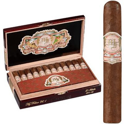 My Father Cigars No. 1 Robusto 23 Ct. Box, image of an open cigar box displaying 23 cigars with detailed branding and packaging.