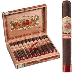 My Father Cigars Flor De Las Antillas By My Father Cigars Toro Maduro 20 Ct. Box, a wooden cigar box containing twenty toro-sized Maduro cigars with colorful banding.
