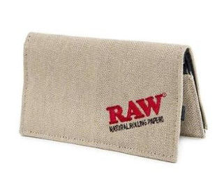 RAW Smoking Wallet, beige fabric wallet for storing rolling papers and accessories.