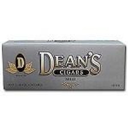 Deans Cigars Deans Large Filtered Cigars Mild, rectangular gray and black box of filtered cigars with Deans logo and product name on the front Deans Cigars Deans Large Filtered Cigars Mild, rectangular gray and black box of filtered cigars with Deans logo and product name on the front
