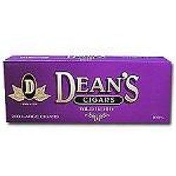 Deans Cigars Deans Large Filtered Cigars Wild Berry, purple packaging box with product name and logo.