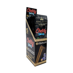 King Palm XL Wraps Cherry Bomb 15/2 Pk, product packaging showing cherry flavored wraps and flavor tips for rolling.