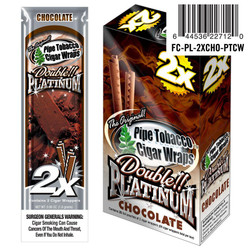 National Almond Honey Double Platinum Blunt Wraps Chocolate, packaging images showing chocolate flavored cigar wraps and a barcode.