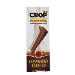 Crop Kingz Organic Hemp Wraps Havana Gold 15Ct/2, packaging of premium organic hemp wraps with a brown wrap illustration and branding, including the words 'Sweet Havana Gold' on the front.