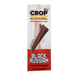 Crop Kingz Organic Hemp Wraps Black Russian 15Ct/2, product packaging with image of brown hemp wraps and smoky background.