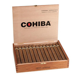 Cohiba Dominican Crystal Corona Cigars 20Ct. Box, open wooden cigar box containing 20 cigars. Cohiba Dominican Crystal Corona Cigars 20Ct. Box, open wooden cigar box containing 20 cigars.
