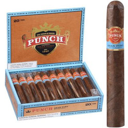Punch Gran Puro Nicaragua Toro Cigars 20Ct. Box, a box of cigars with a single cigar standing beside it, featuring the Punch logo and branding.