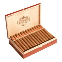 Punch Grand Cru Robusto Cigars 20Ct. Box, wooden cigar box containing 20 robusto cigars with Punch branding.