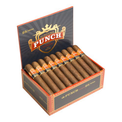Punch Clasico Magnum Cigars 25Ct. Box, opened cigar box with 25 cigars neatly arranged inside. Punch Clasico Magnum Cigars 25Ct. Box, opened cigar box with 25 cigars neatly arranged inside.