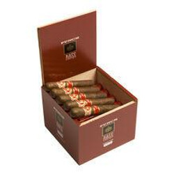 Punch Rare Corojo Gusto Tubo Cigars 20Ct. Box, visually appealing open box displaying 20 individually wrapped cigars with red and gold bands inside a brown presentation box.
