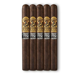Gurkha Titan Churchill Cigars Sampler 5Ct, five premium cigars with dark brown wrappers and gold and black band labels.