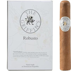 The Griffins Robusto Cigars 4 Ct. Box, white packaging with a circular logo featuring a griffin illustration and the product name.