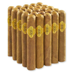 1876 Reserve Torpedo Cigars 25Ct. Pack, image of 25 premium cigars with yellow labels displaying '1876'