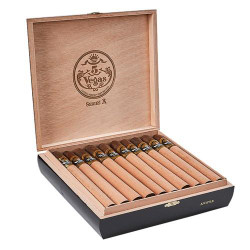 5 Vegas Series 'A' Apostle Cigars 20 Ct. Box, open wooden cigar box showing 20 cigars neatly arranged inside.