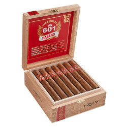 601 Serie Red Toro Cigars 20 Ct. Box, wooden cigar box with opened lid revealing ten cigars inside.