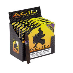 Drew Estate ACID Cigars by Drew Estate Krush Morado Maduro 50Ct, display box of cigars with colorful packaging and a cigar in front.