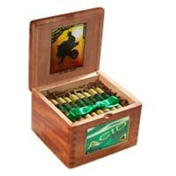 Drew Estate ACID Cigars by Drew Estate Blondie Green Candela 40Ct. Box, opened wooden cigar box with 40 cigars featuring colorful green and gold bands.