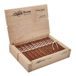 Altadis Aging Room Pura Cepa Grande Cigars 20Ct. Box, open wooden box containing 20 cigars with a ribbon bookmark inside.