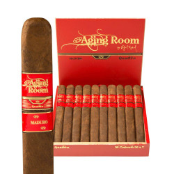 Altadis Aging Room Quattro Maduro Concerto Cigars 20Ct. Box, a display of a red box filled with cigars and a single cigar with a red and gold label. Altadis Aging Room Quattro Maduro Concerto Cigars 20Ct. Box, a display of a red box filled with cigars and a single cigar with a red and gold label.