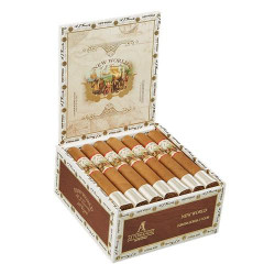 AJ Fernandez New World Connecticut by AJ Fernandez Corona Gorda Cigars 20Ct. Box, a box of premium cigars neatly arranged with a decorative interior, showcasing the packaging and design of the cigars.