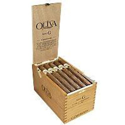 Oliva Cigars Oliva Serie G Cameroon Robusto Cigars 25Ct. Box, wooden box containing 25 cigars with individual wrappers, displayed open to show the cigars inside.
