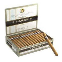 Garcia y Vega Cigars President 40Ct. Box, open cigar box showing 40 cigars with one cigar placed outside the box