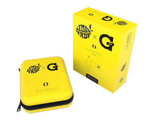 Lemonnade X G Pen Connect Vaporizer, yellow carrying case and product packaging.
