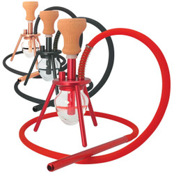 Amira Mini Spider Hookah - 12 inches, multi-color variations, featuring a compact design with a glass base, metal body, and silicone mouthpiece, suitable for portable hookah smoking.