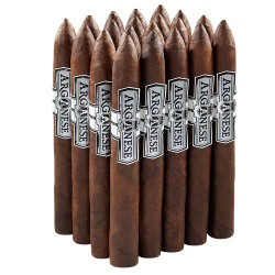 Arganese Maduro Torpedo Cigars Pack of 20, image showing a pack of 20 puros cigars with dark Maduro wrappers and Arganese branding labels.