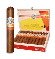 AVO Syncro Nicaragua Fogata Toro Cigars 20Ct. Box, featuring a single cigar with a brown wrapper and its packaging, showcasing the brand and product details.