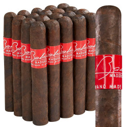 Bahia Maduro Panchos Cigars Pack of 20, image showing a bundle of 20 dark brown Maduro cigars with red labels that say Bahia Maduro Handmade.