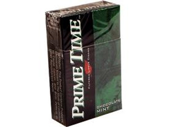 Prime Time Little Cigars Chocolate Mint, picture of a box of Prime Time Little Cigars Chocolate Mint with green and black packaging. Prime Time Little Cigars Chocolate Mint, picture of a box of Prime Time Little Cigars Chocolate Mint with green and black packaging.