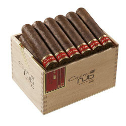 Oliva Cigars Cain 'F' Nub by Oliva 460 Cigars 24Ct. Box, a wooden box containing 24 cigars with dark brown wrappers and red bands.