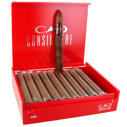 CAO Consigliere Boss Cigars 20Ct. Box, box of 20 cigars with one displayed outside the box, encased in clear wrapping, in a red box with silver CAO logo. CAO Consigliere Boss Cigars 20Ct. Box, box of 20 cigars with one displayed outside the box, encased in clear wrapping, in a red box with silver CAO logo.