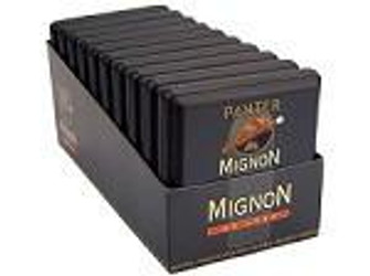 Panter Tobacco Panter Mignon Deluxe Cigarillos, closed black and gold box of cigars with branding Panter Tobacco Panter Mignon Deluxe Cigarillos, closed black and gold box of cigars with branding