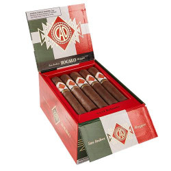 General Cigar CAO Zocalo Robusto Cigars 20Ct. Box, open box showing neatly arranged cigars with red and green packaging and CAO logo on each cigar.