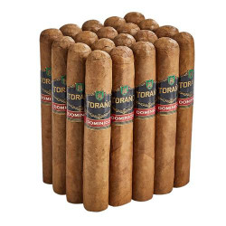 Carlos Torano Dominico Robusto Cigars Pack of 20, neatly arranged cigars with brown wrappers and branded labels.