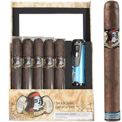 Drew Estate Deadwood Fat Bottom Betty Toro Cigars 5 Ct. Gift Box with Lighter, containing five cigars with Deadwood Betty artwork and a black and blue lighter, presented in a decorative gift box. Drew Estate Deadwood Fat Bottom Betty Toro Cigars 5 Ct. Gift Box with Lighter, containing five cigars with Deadwood Betty artwork and a black and blue lighter, presented in a decorative gift box.